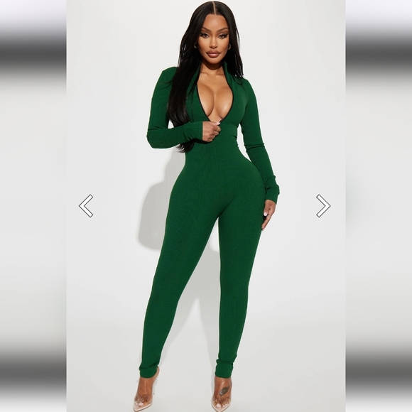 Fashion Nova Pants - 💚 HUNTER GREEN Ribbed Sabrina JUMPSUIT 💚